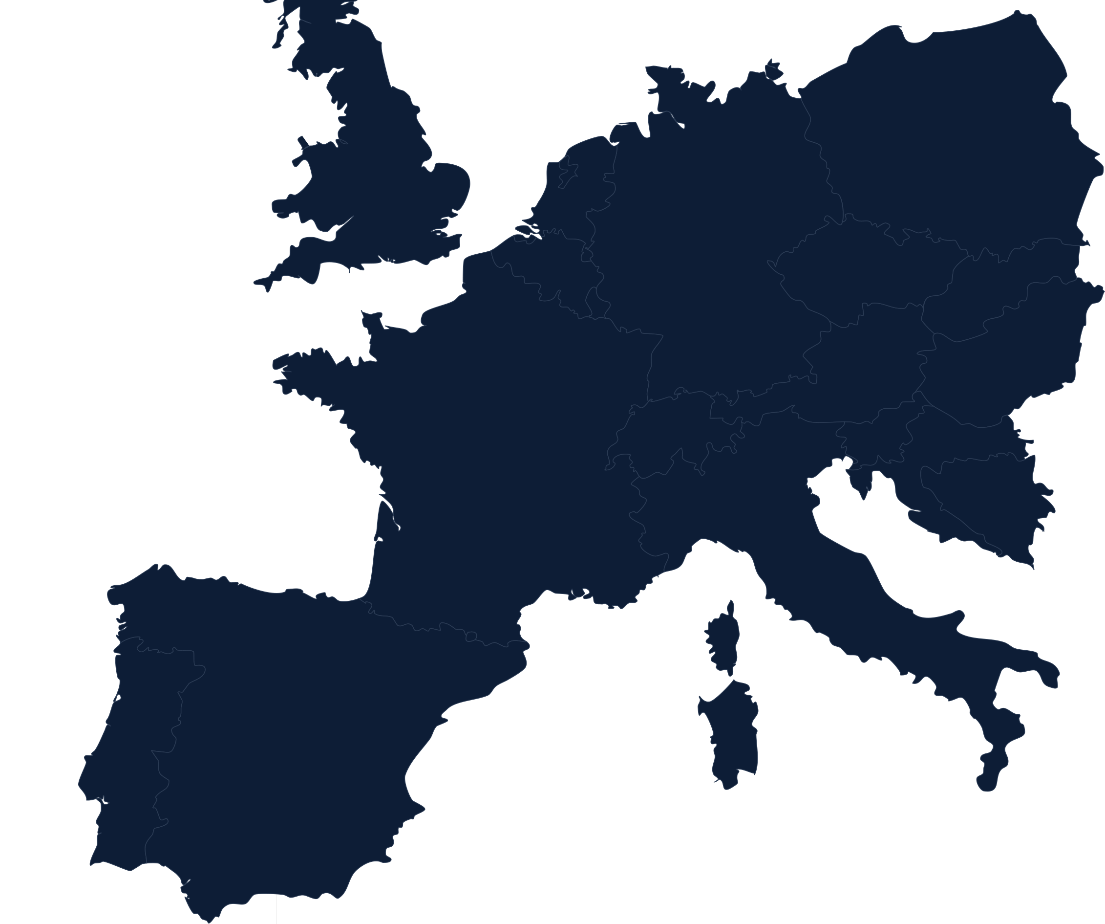 Carte de l'Europe centrée sur la France